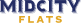 Midcity Flats logo in blue and yellow